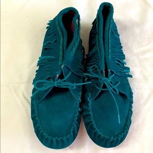 Teal moccasins